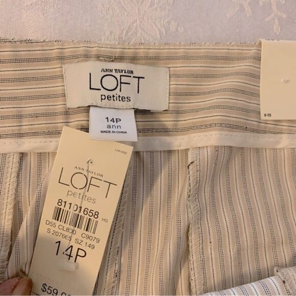 Ann Taylor Loft Career Cropped Pants Petite Taupe? or Beige? & White Sz 14P NWT - Picture 4 of 7